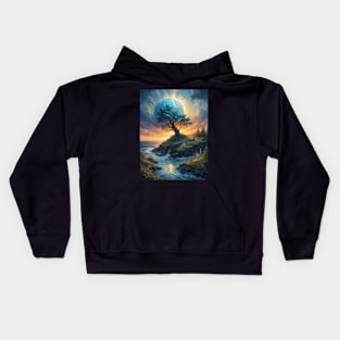 Lunar Tree Landscape Kids Hoodie